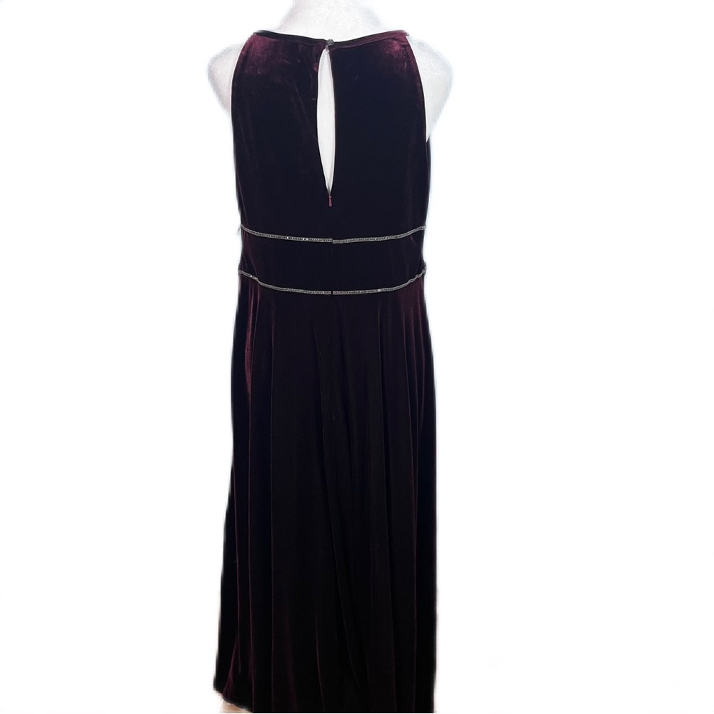 Oleg Cassini Burgundy Velvet Elegant Sheath Maxi Dress Size 14W (Altered) - Picture 6 of 14